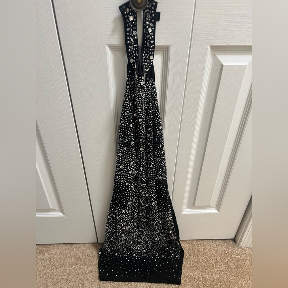 Windsor Black and silver Sequin Halter Gown